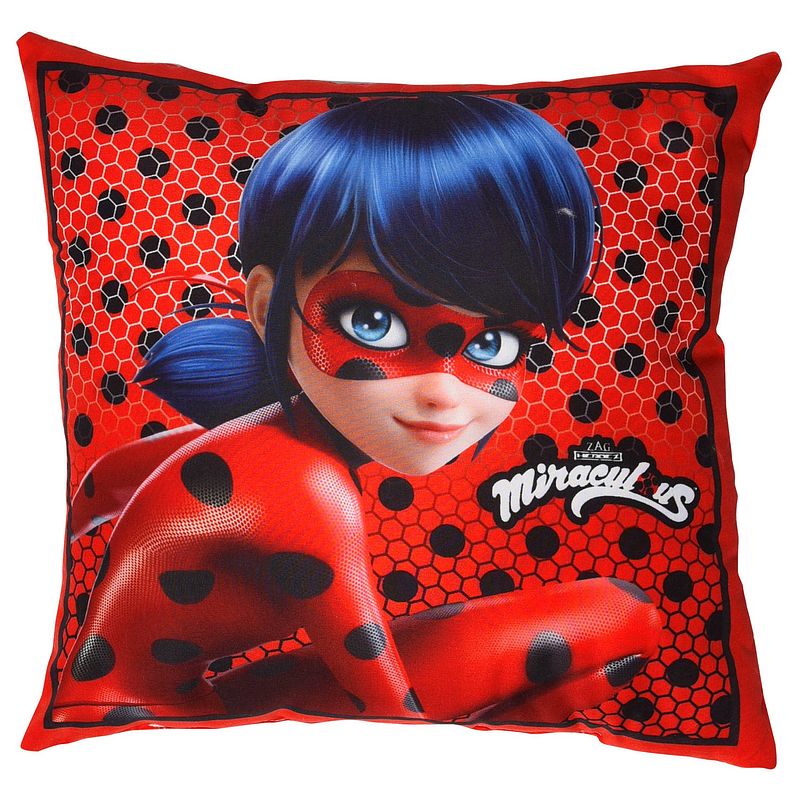 Foto van Miraculous ladybug kussen rood/zwart 40 x 40 cm