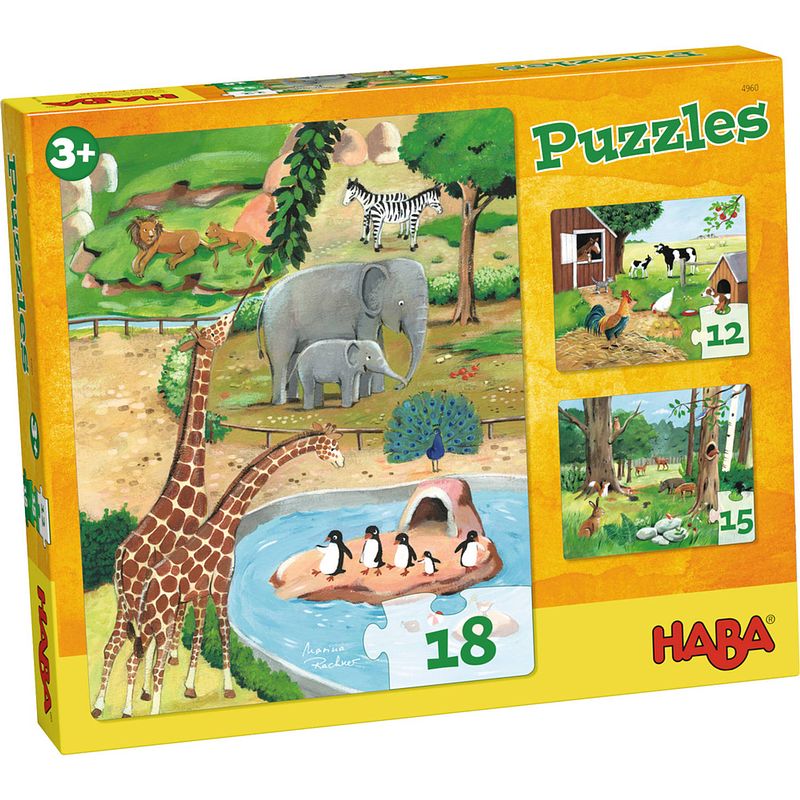 Foto van Haba legpuzzel dieren 3-in-1 junior 45 stukjes