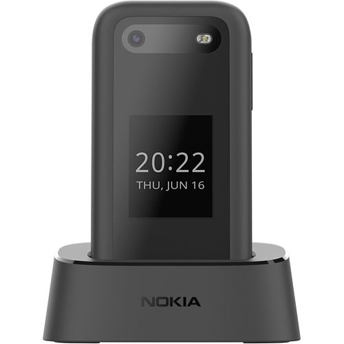 Foto van Nokia mobiele telefoon flip 2660 met oplaadstation (zwart)