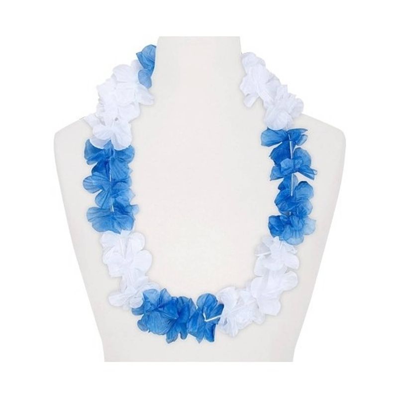 Foto van Hawaii krans wit/blauw - verkleedkransen