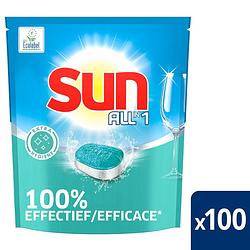 Foto van Sun - vaatwastabletten - all-in-1 - extra hygiene - 100% effectief - 100% oplosbaar tabletfolie - 100 vaatwastabletten