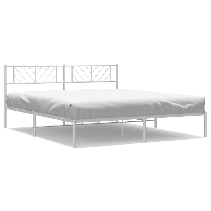 Foto van Vidaxl bedframe met hoofdbord metaal wit 183x213 cm