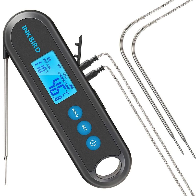 Foto van Inkbird iht-2pb bluetooth thermometer - vleesthermometer - 100 meter bereik - 20x9,5x4 cm