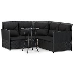 Foto van Vidaxl 2-delige loungeset met kussens l-vormig poly rattan zwart