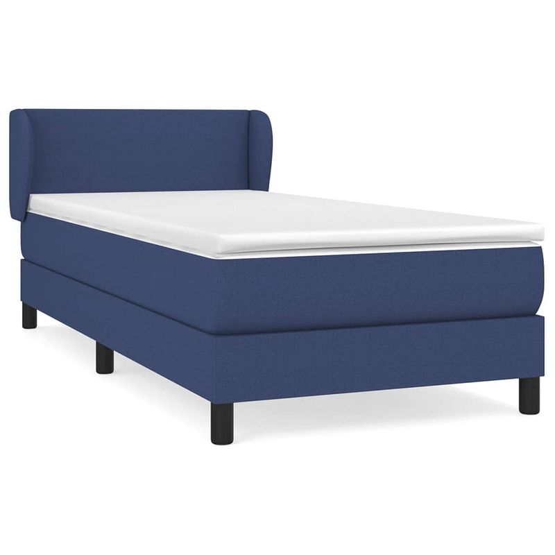 Foto van The living store boxspringbed pocketvering - 90 x 200 - blauw - duurzaam - verstelbaar hoofdbord - middelharde