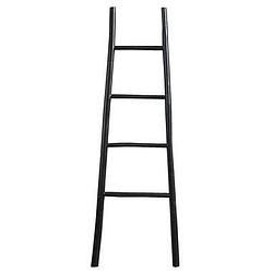 Foto van Decoratieve ladder roel - zwart - 160x55x5 cm - leen bakker