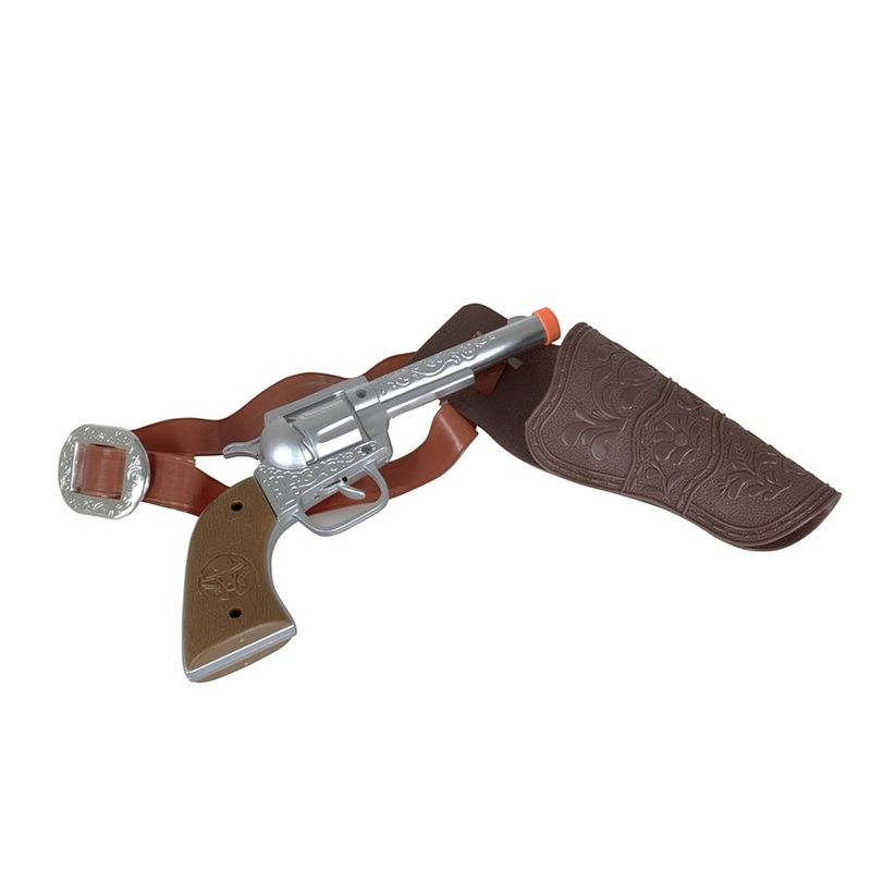 Foto van Verkleed sheriff/cowboy wapen zilver met holster 22 cm - verkleedattributen