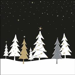 Foto van Ambiente kerst thema servetten - 20x - 33 x 33 cm - zwart - kerstboom - feestservetten