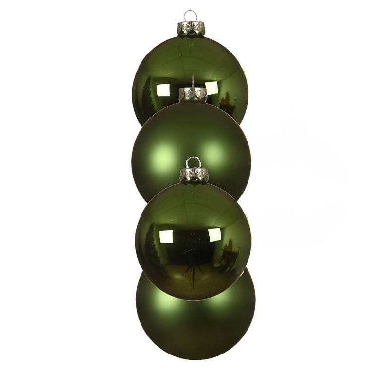 Foto van 4x stuks glazen kerstballen groen 10 cm mat/glans - kerstbal