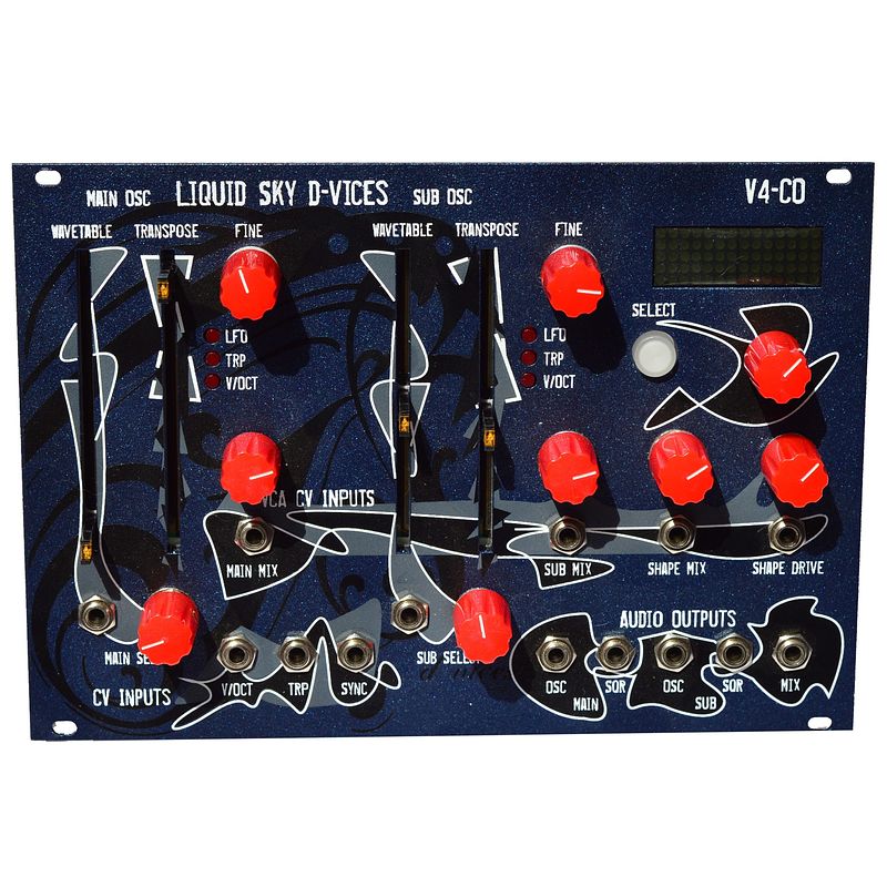 Foto van Liquid sky d-vices v4co red knob limited edition eurorack module