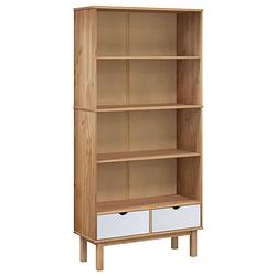 Foto van The living store otta houten boekenkast - 88x35x180 cm - scandinavisch ontwerp