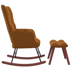 Foto van Infiori schommelstoel met voetenbank fluweel bruin