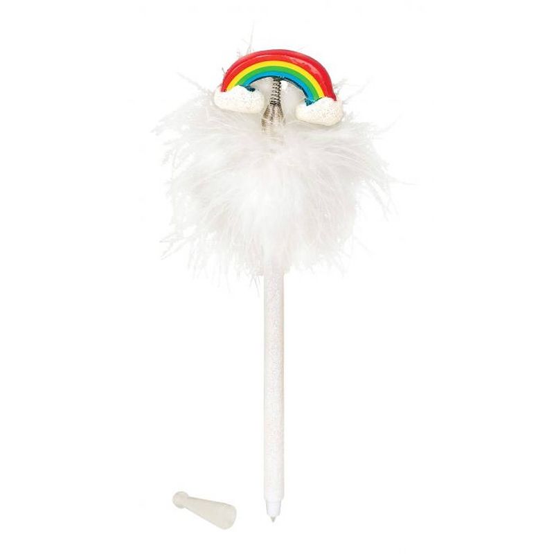 Foto van Moses balpen regenboog pompom 15 cm wit