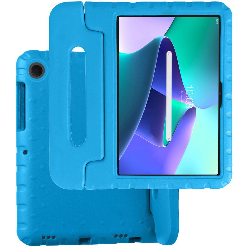 Foto van Basey lenovo tab m10 plus (3e gen) kinderhoesje foam case hoesje cover hoes - blauw