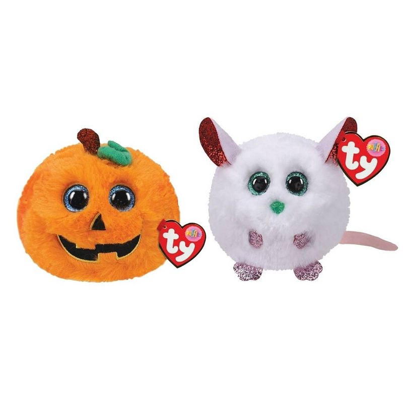 Foto van Ty - knuffel - teeny puffies - halloween pumpkin & christmas mouse