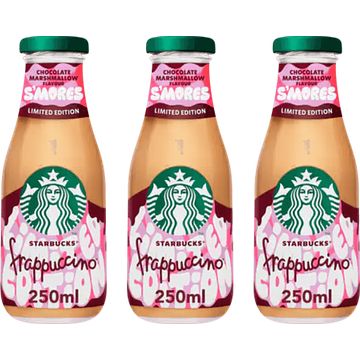 Foto van Starbucks frappuccino coffee drink chocolate marshmallow flavour s'smores limited edition 3 x 250ml bij jumbo