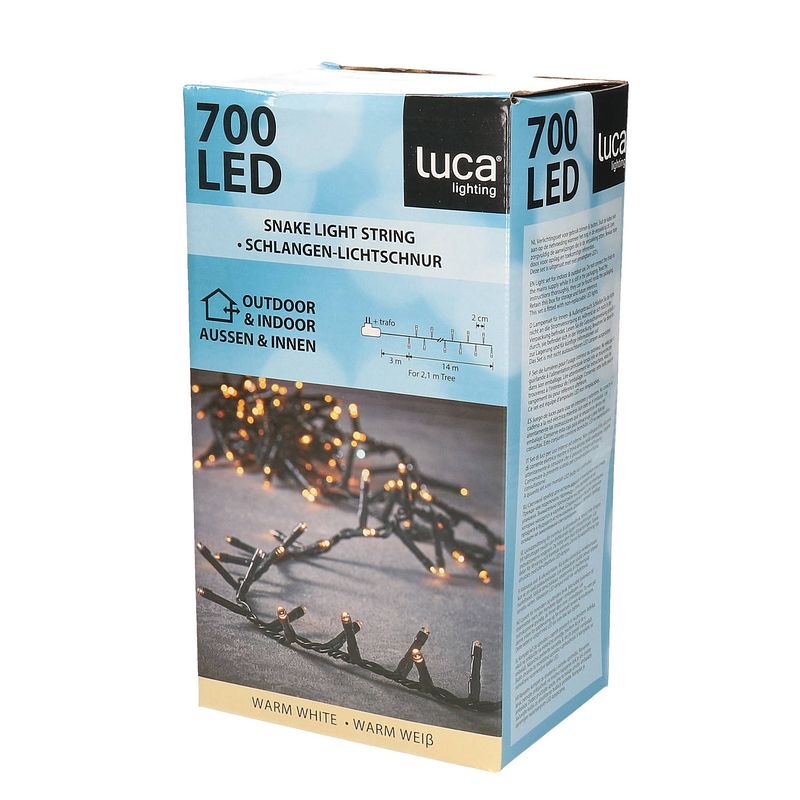 Foto van Clusterverlichting 700 warm witte lampjes met timer 14 meter - kerstverlichting