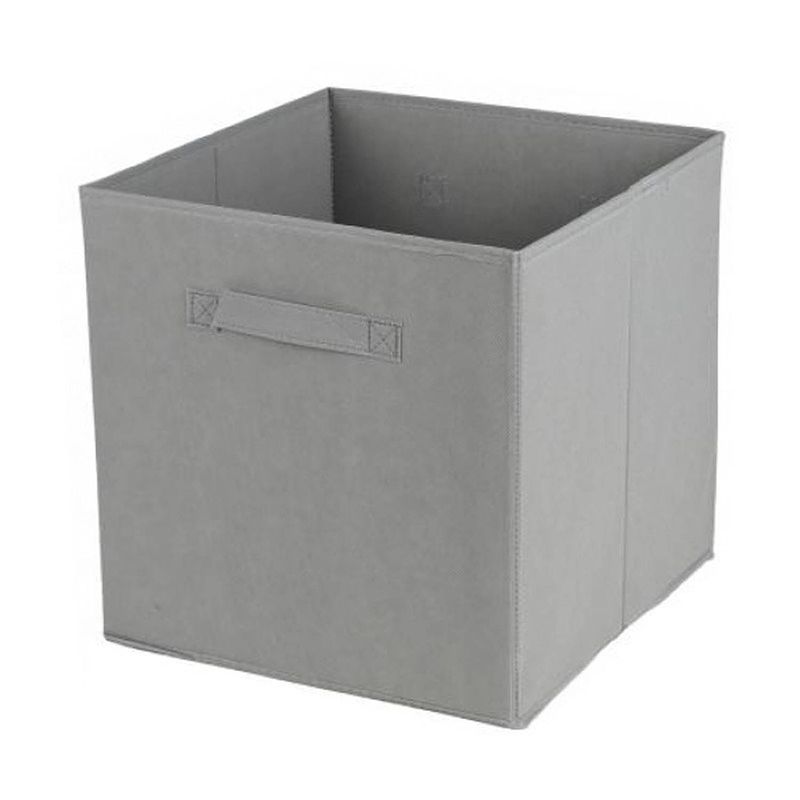 Foto van Urban living opbergmand/kastmand square box - karton/kunststof - 29 liter - grijs - 31 x 31 x 31 cm - opbergmanden