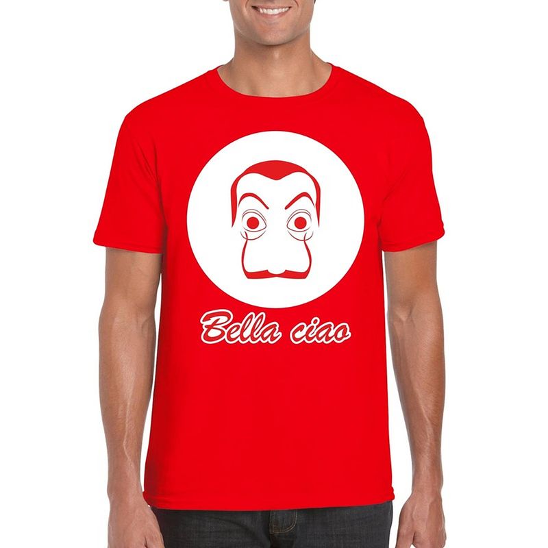 Foto van Rood bankovervaller t-shirt voor heren l - feestshirts