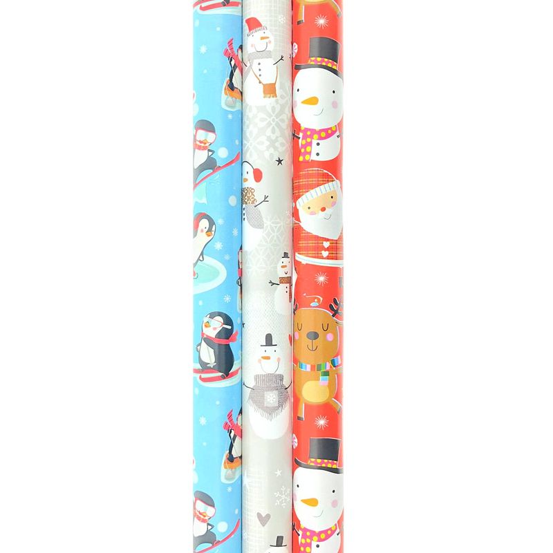 Foto van Noël 3 cadeaupapier - kerstpapier inpakpapier voor kinderen - 3 meter x 70 cm - 3 rollen