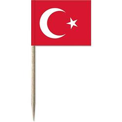 Foto van 100x cocktailprikkers turkije 8 cm vlaggetje landen decoratie - cocktailprikkers