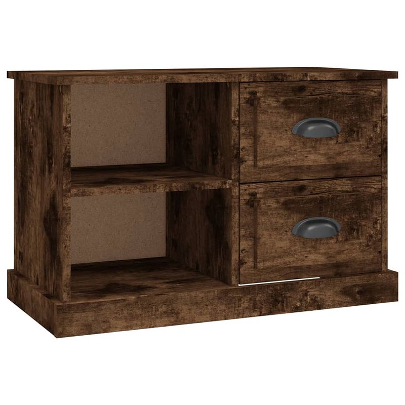 Foto van The living store tv-kast - trendy - tv-meubel - 73 x 35.5 x 47.5 cm - gerookt eiken+hout