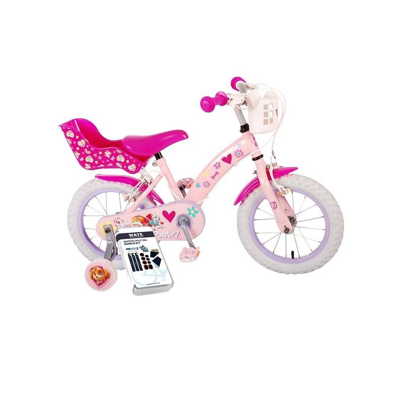 Foto van Volare kinderfiets paw patrol - 14 inch - twee handremmen - inclusief ways bandenplakset