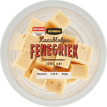 Foto van Jumbo kaasblokjes fenegriek kruiden 48+ 100g aanbieding bij jumbo | diverse soorten