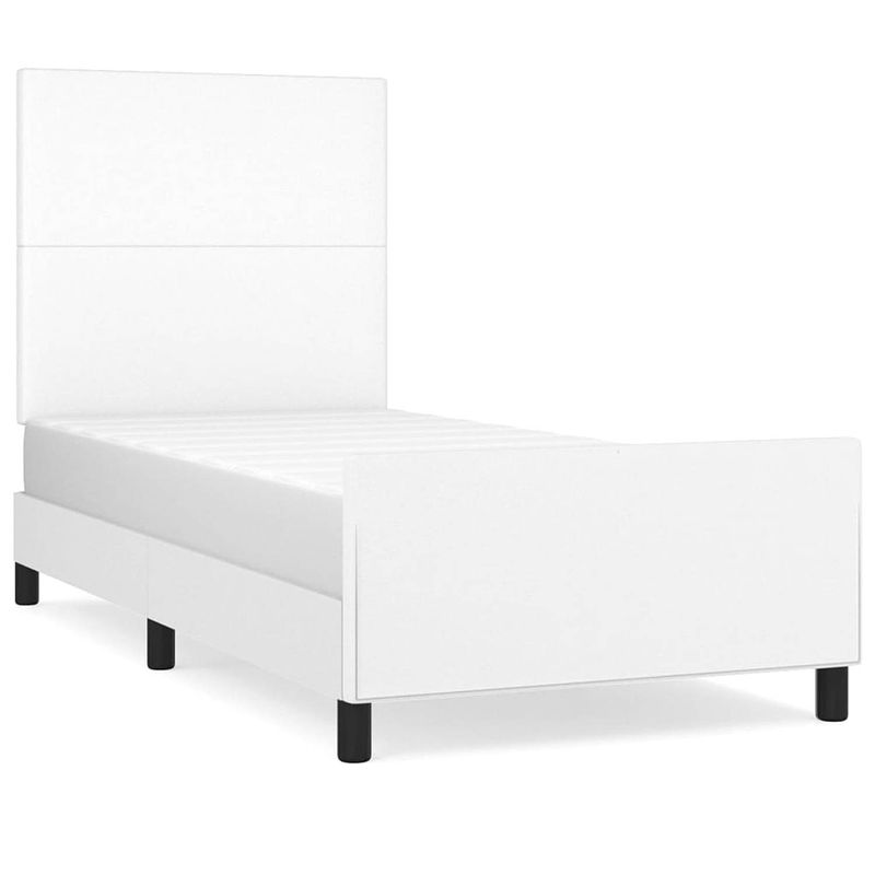 Foto van Vidaxl bedframe met hoofdbord kunstleer wit 90x190 cm