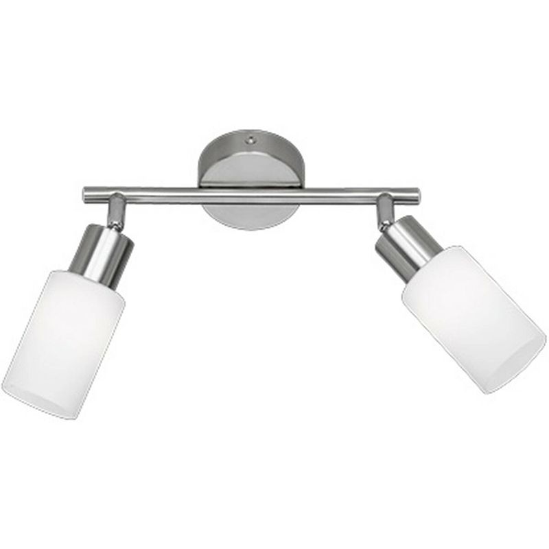 Foto van Led plafondlamp - plafondverlichting - trion smast - e14 fitting - 2-lichts - rechthoek - mat nikkel - aluminium