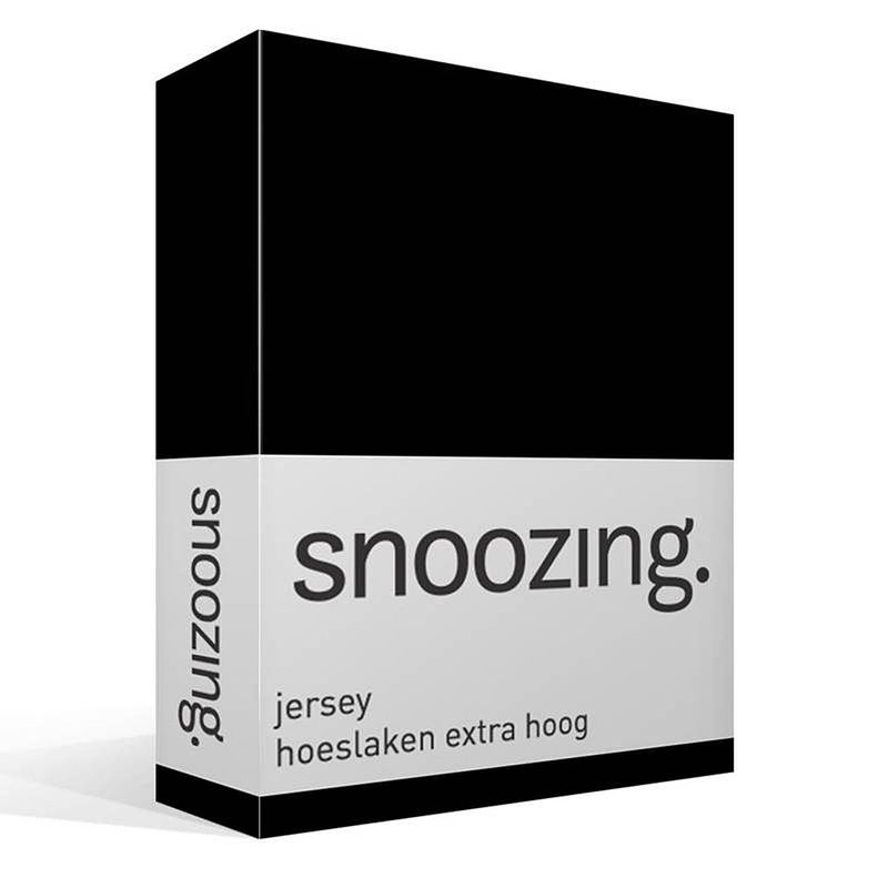 Foto van Snoozing - hoeslaken - extra hoog - jersey - 180x210 /220 - zwart