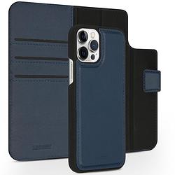Foto van Accezz premium leather 2 in 1 wallet book case voor apple iphone 12 (pro) telefoonhoesje blauw