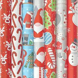 Foto van Assortiment kerstpapier cadeaupapier inpakpapier k25 - 200 x 70 cm - 5 rollen