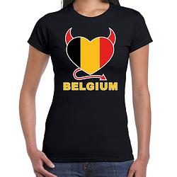 Foto van Zwart fan shirt / kleding belgium hart ek/ wk voor dames xl - feestshirts