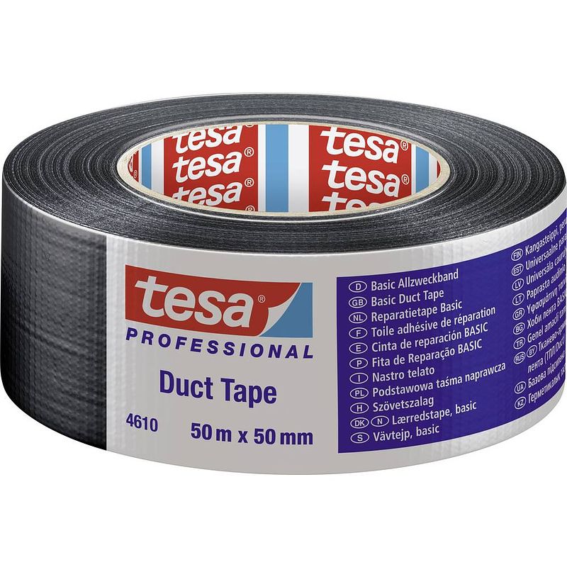 Foto van Tesa 04610-00004-00 textieltape tesa professional zwart (l x b) 50 m x 50 mm 1 stuk(s)