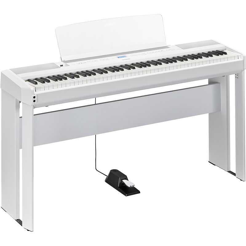 Foto van Yamaha p-525 wh digitale piano wit set met onderstel