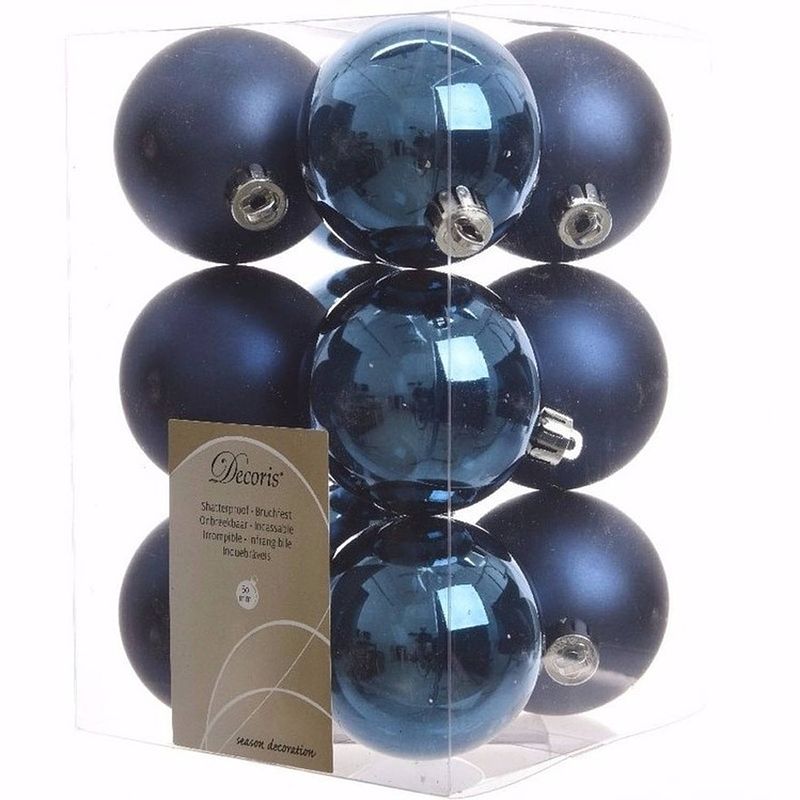 Foto van Mystic christmas kerstboom decoratie kerstballen blauw 12 stuks - kerstbal