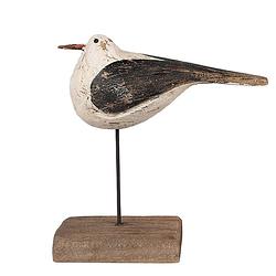 Foto van Clayre & eef decoratie beeld vogel 13 cm wit zwart hout wit