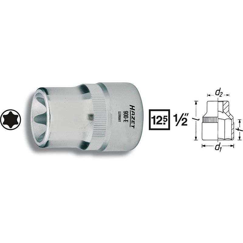 Foto van Hazet 900-e11 buiten-torx dopsleutelinzetstuk t 11 1/2 (12.5 mm)