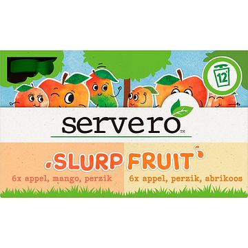 Foto van Servero slurpfruit mixpack knijpfruit appel, mango, perzik & appel, perzik, abrikoos bij jumbo