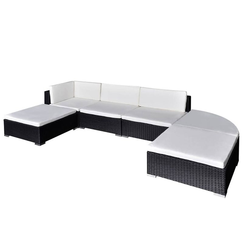 Foto van Vidaxl loungeset poly rattan zwart 16-delig