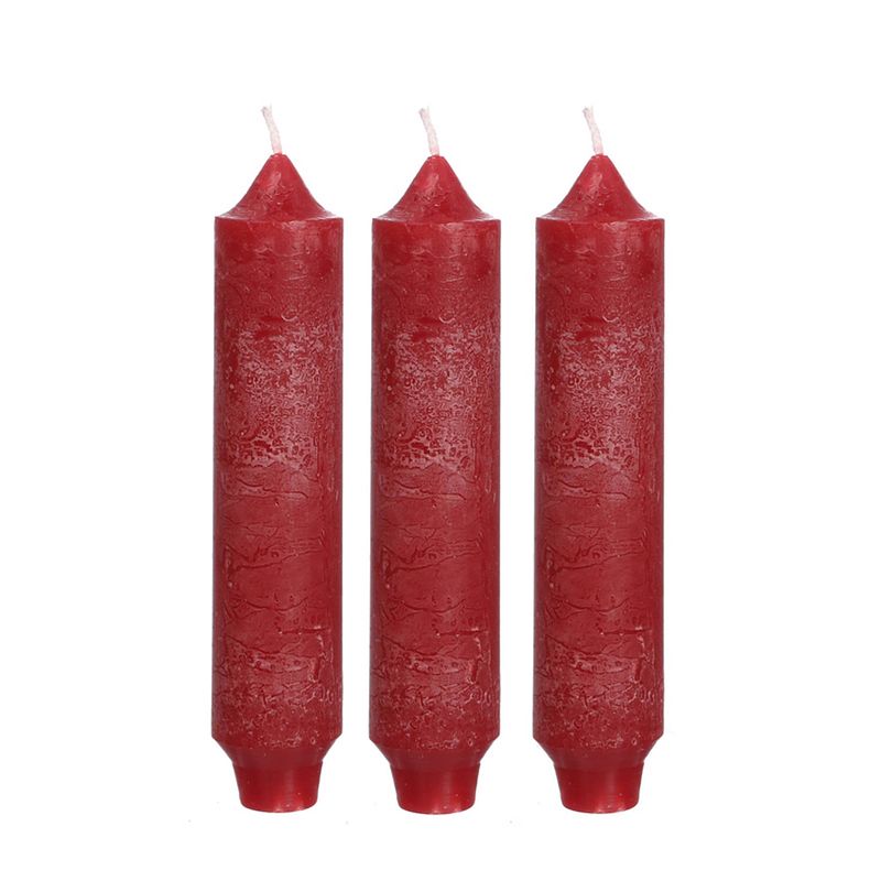 Foto van Hortus - palermo kaarsen set 3 stuks dia. 3.5 x h 17 cm rood