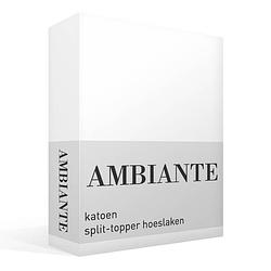 Foto van Ambiante percaline katoen split-topper hoeslaken - 100% percaline katoen - lits-jumeaux (200x210/220 cm) - wit