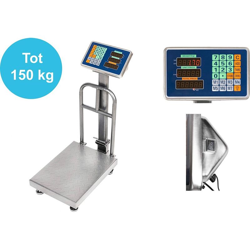 Foto van Discountershop® digitale platformweegschaal - 71 x 49 x 30 cm - plateau weegschaal - tot 150 kg