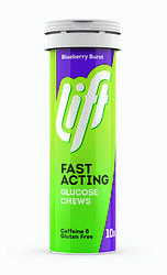 Foto van Lift fast acting glucose kauwtabletten - bosbes