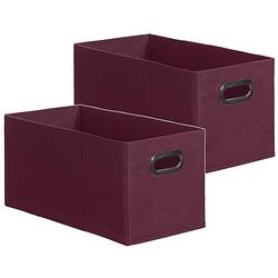 Foto van Set van 2x stuks opbergmand/kastmand 7 liter aubergine paars linnen 31 x 15 x 15 cm - opbergmanden