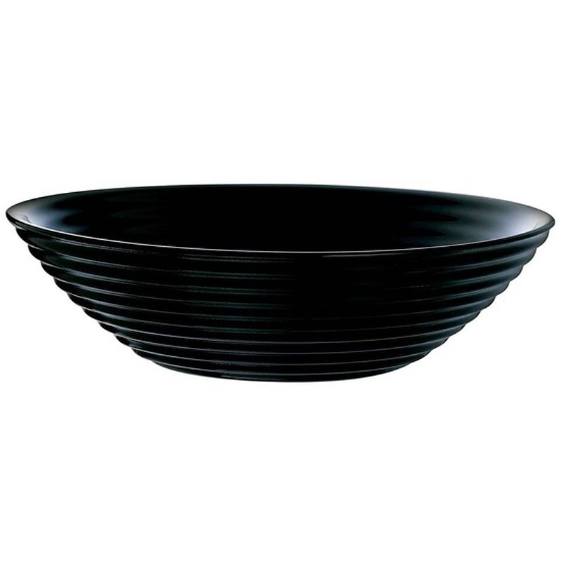 Foto van Salade serveerschaal zwart glas 27 cm - saladeschalen