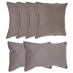 Foto van Atmosphera bank/sierkussens sophia - set 6x - taupe/beige - polyester - met rits - in 2 formaten - sierkussens