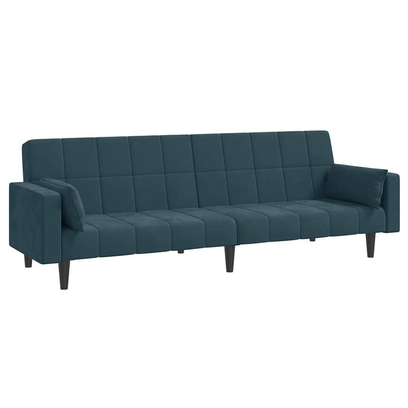 Foto van The living store bedbank luxe blauw fluweel 220x84.5x69cm - slaapbank met houten frame