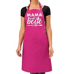 Foto van Mama kookt het beste keukenschort roze voor dames - moederdag - bbq schort